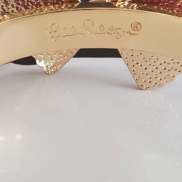 Lily Pulitzer | Women’s Raspberry Pink Fan Bow Bracelet Cuff - Picture 4 of 7